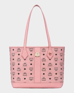 MCM Aren Visetos Canvas & Leather Small Tote Bag | Neiman Marcus