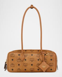 MCM Visetos Zip Faux Leather Shoulder Bag | Neiman Marcus