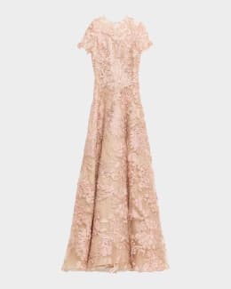 Naeem Khan Strapless Metallic Raffia Embroidered Ball Gown | Neiman Marcus
