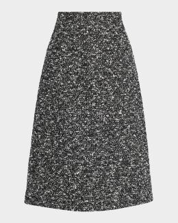 Jupe Crayon (pencil Skirt) Lafayette 148 - Tweed Noir/marron Avec Détails Cuir - Taille 6 - Occasion Très Bon état