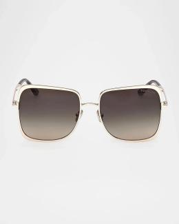 TOM FORD Tara 57mm Metal Square Sunglasses | Neiman Marcus