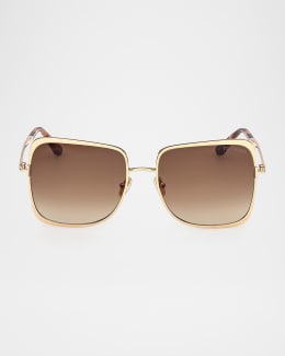TOM FORD Sofia 57mm Metal Round Sunglasses | Neiman Marcus
