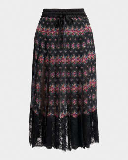 Dolce&Gabbana Leopard-Print Insert Lace Midi Skirt | Neiman Marcus