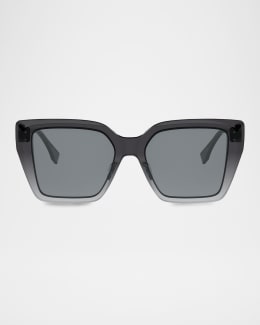 Fendi FF Diamonds Square Havana Acetate Sunglasses | Neiman Marcus