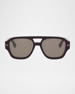 Fendi Men's Fendigraphy Metal Logo Acetate Square Sunglasses