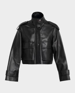 Vince Leather Zip-Front Jacket | Neiman Marcus