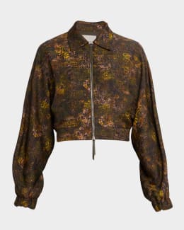 Emporio Armani Cropped Gingham Jacquard Blouson Jacket | Neiman Marcus