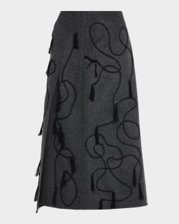 Lafayette 148 New York Ribbon Fringe Straight Midi Skirt | Neiman