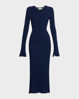 Sea Adelina Battenberg Lace Merino Wool Midi Dress | Neiman Marcus