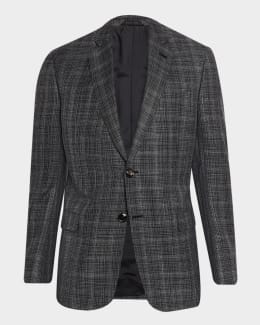 Giorgio Armani Men's Wool, Silk and Linen Crosshatch Sport Coat