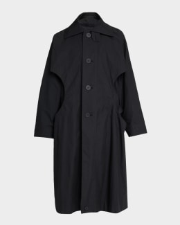 Homme Plisse Issey Miyake Men's Wool Like Light Pleated Long Coat