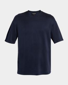 Giorgio Armani Men's Silk-Cotton Crew T-Shirt | Neiman Marcus