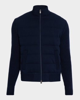 Ralph Lauren Purple Label Men's Suede-Front Cashmere Cardigan