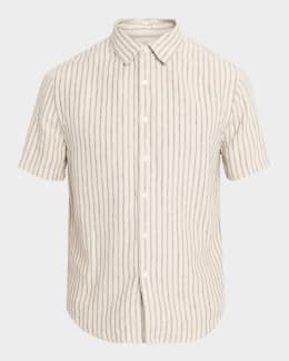 Theory Men's Irving Short Sleeve Shirt in Structure Knit | Neiman