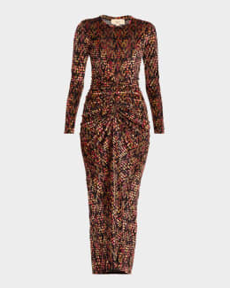Hutch Darby Sleeveless Velvet Burnout Midi Dress | Neiman Marcus