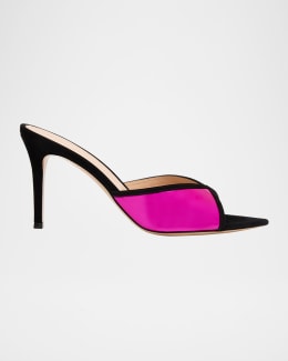 Gianvito Rossi Calypso 70 Suede & Raffia Thong Sandals | Neiman Marcus