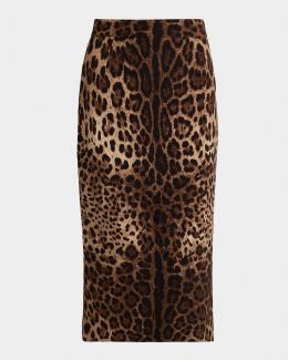 Dolce&Gabbana Leopard-Print Insert Lace Midi Skirt | Neiman Marcus