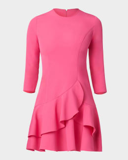 milos ruffle embroidered mini dress Ruffled Coral Orange Cotton Casual Summer Mini Dress Coral Orange / Small main image 0