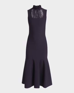 STAUD Brooke Floral Beaded Strapless Midi Dress | Neiman Marcus