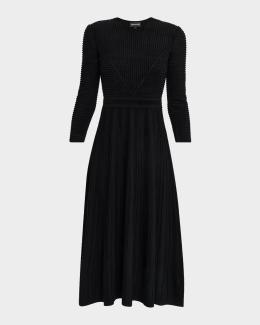 emporio armani black dress Emporio Armani Women's Flared Crepe A-Line Midi-Dress - Black