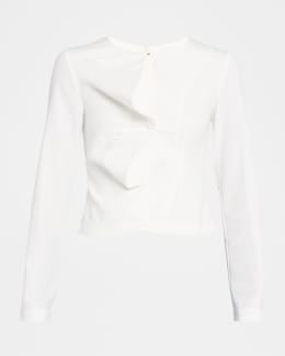 Sequined Signature Mesh Long-Sleeve Top