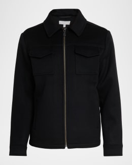 Neiman Marcus Men's Wool Full-Zip Jacket | Neiman Marcus