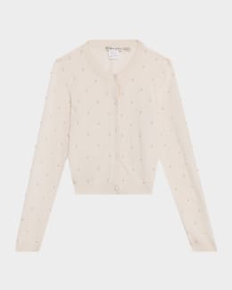 Alice + Olivia Cecilie Cropped Cable-Knit Cardigan | Neiman Marcus