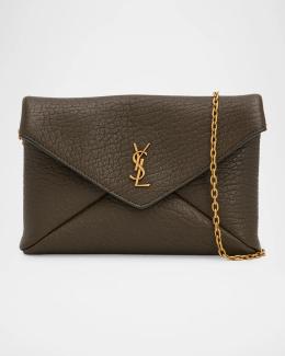 Saint Laurent Cassandre Large Leather Envelope Clutch | Neiman Marcus