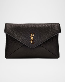 Saint Laurent Large Envelope Flap YSL Clutch Bag in Raffia