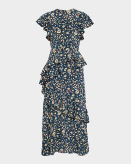 Ulla Johnson Anelise Printed Halter Midi Dress | Neiman Marcus
