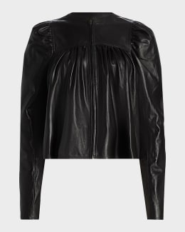Helmut Lang Leather Drawstring Coat with Removable Sleeves