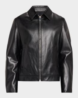 Emporio Armani Men's Oversized-Pocket Leather Bomber Jacket