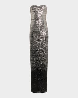 Bronx Banco Violet Bead & Sequin Floral-Embroidered Gown | Neiman Marcus