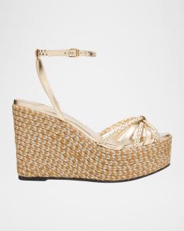 Jimmy Choo Theia 60 Vacchetta Wedge Sandals | Neiman Marcus
