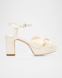 Jimmy Choo 80mm Heloise Linen Platform Sandals | Neiman Marcus