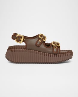 Jimmy Choo Theia 60mm Leather & Raffia Wedge Sandals | Neiman Marcus