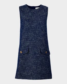 carolina herrera metallic twist tiered mini dress Carolina Herrera Collared Metallic Tweed Mini Shift Dress