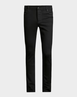 Amiri Men's Staggered Logo Waxed Skinny Jeans | Neiman Marcus