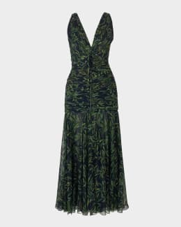 carolina herrera green lace dress Green Metallic Knit Midi Dress