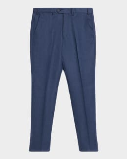 Emporio Armani Seersucker Mid-Rise Straight-Leg Pants | Neiman Marcus