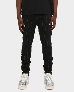 PURPLE Men's P002 Black Repair Slim Jeans | Neiman Marcus
