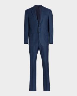 Giorgio Armani Men's Blurred Windowpane 240G Suit | Neiman Marcus