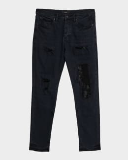 デニム　black/purple L PURPLE Men's Oil Spill Skinny Jeans | Neiman Marcus