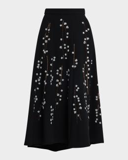 Jason Wu Collection Pleated Floral-Print Chiffon Midi Skirt