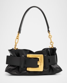 Balmain 1945 Soft Moon Shoulder Bag in Leather | Neiman Marcus