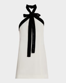 SIMKHAI Clairmont Seersucker Gingham Halter Dress | Neiman Marcus