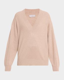 Brunello Cucinelli V-Neck Cashmere Sweater | Neiman Marcus