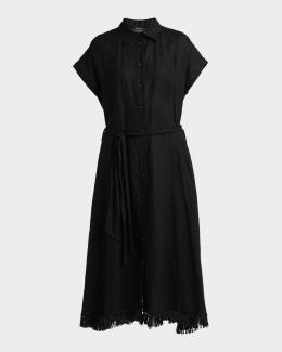 Brunello Cucinelli Sleeveless Sheer Cotton Organza Belted Midi
