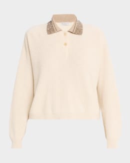 Brunello Cucinelli Monili-Trim Cotton-Silk Zip Hoodie | Neiman Marcus