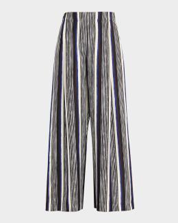 Dries Van Noten Striped Cupro Wide-Leg Pull-On Pants | Neiman Marcus